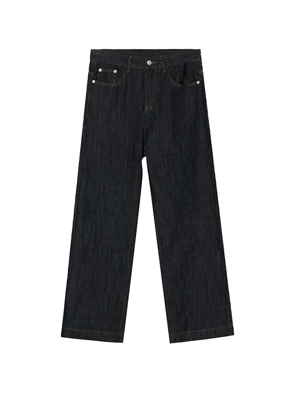 Men's Black Line Design Straight Leg Jean-4