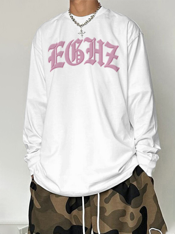 Men's Star Letter Print Long Sleeve Tee-1