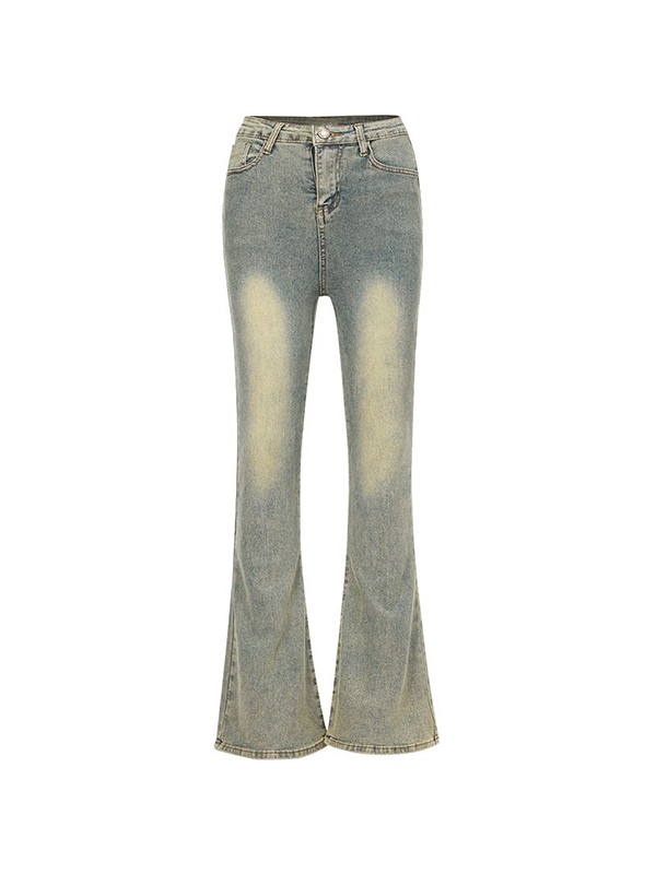 Distressed High Rise Flared Slim Jeans-6