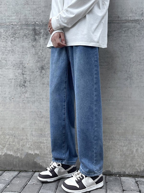 Men's Basic Wash Straight Leg Jeans-2