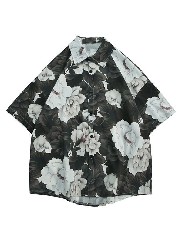 Men's Floral Print Buttoned Shirt-6