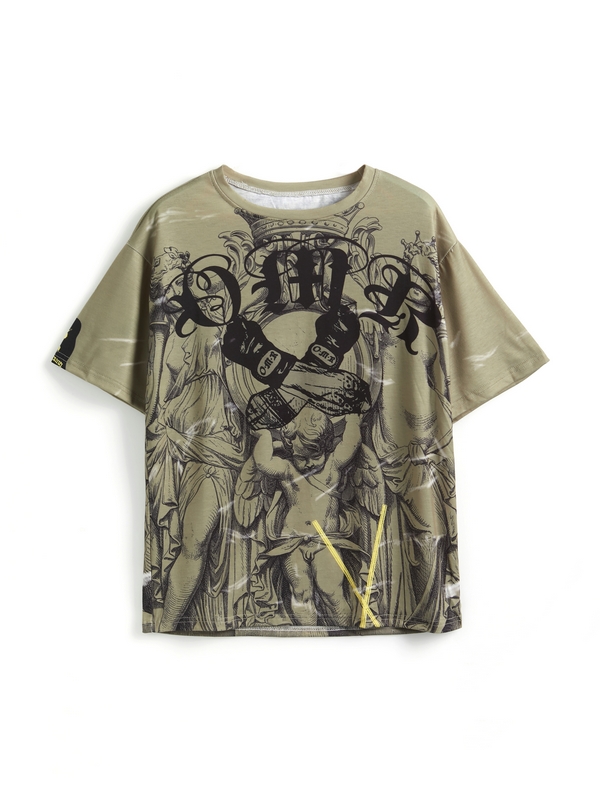 Vintage Statue Print Oversized Short Sleeve Tee-1
