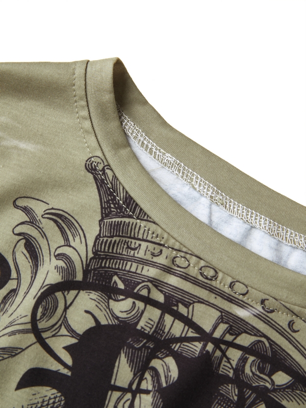 Vintage Statue Print Oversized Short Sleeve Tee-3