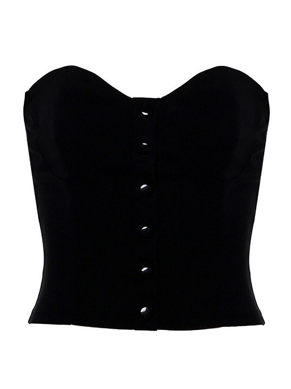 Black Button Down Corset Top-2
