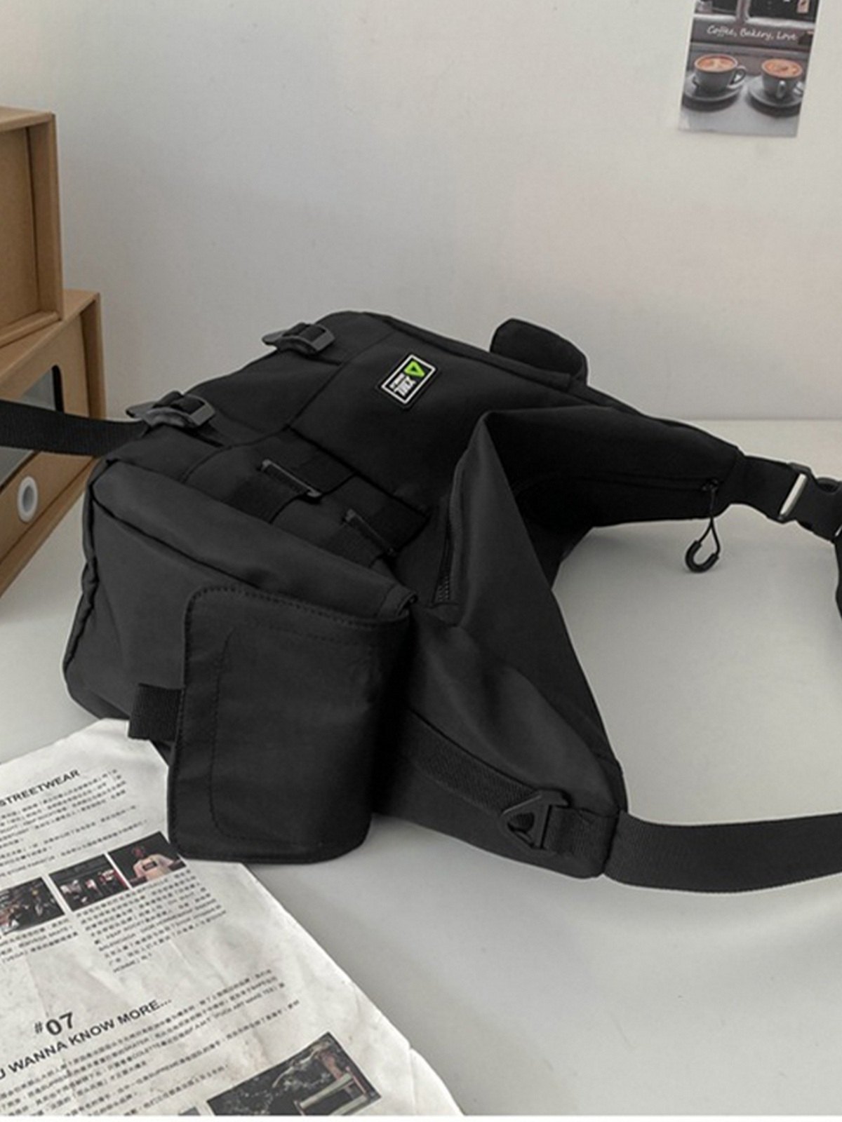 Buckle Strap Large Nylon Messenger Bag-2