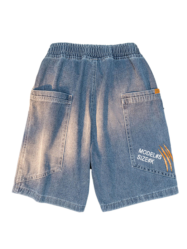 Men's Vintage Wash Loose Denim Shorts-1