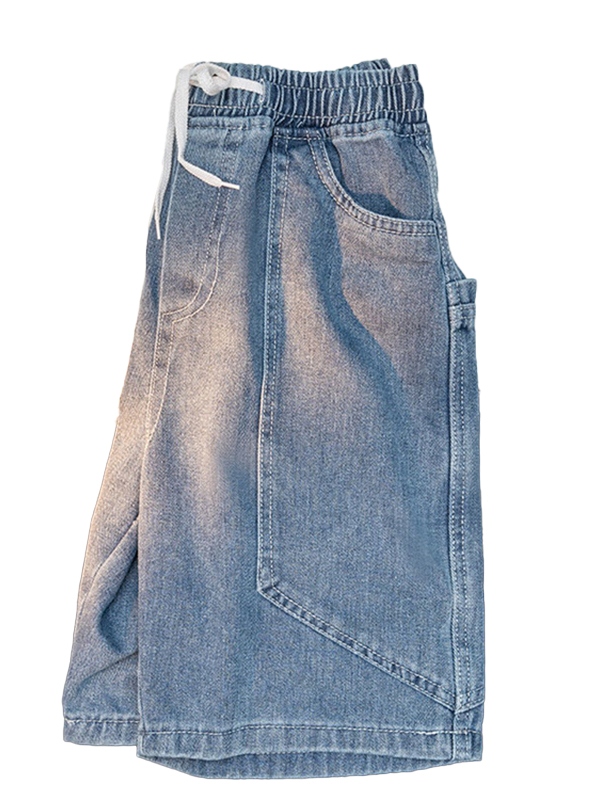 Men's Vintage Wash Loose Denim Shorts-2