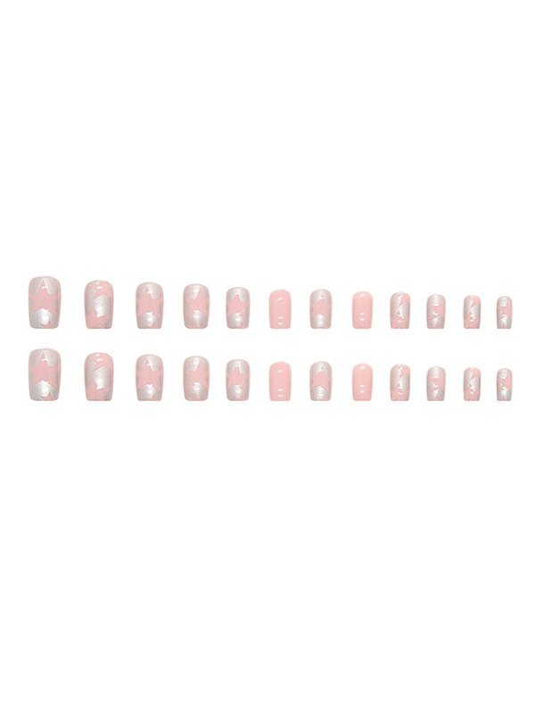 24pcs Metallic Star Pattern Press On Nails-3